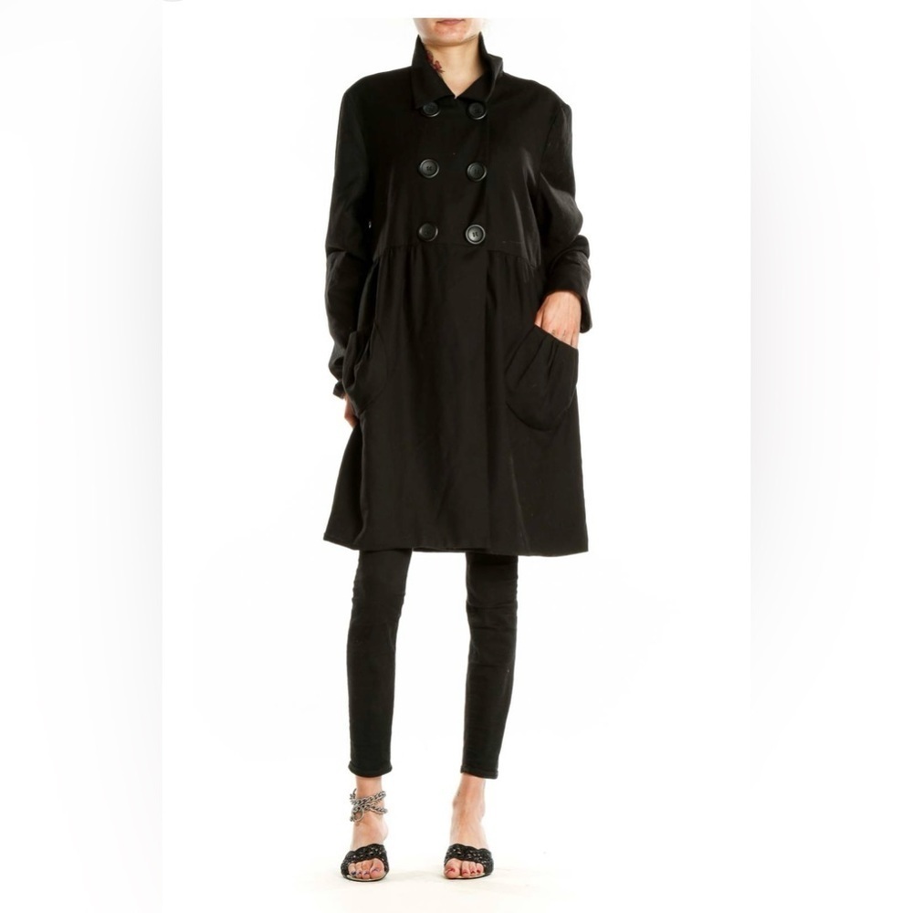 Simply Vera Vera Wang Women’s Black Wool Blend Trench Swing Coat Sz M